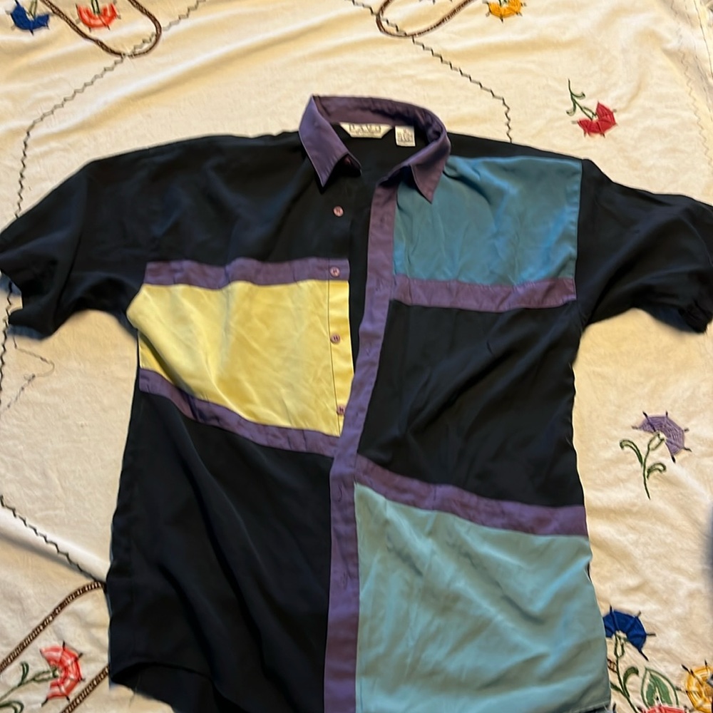 Pavo by Lastrada Medium color block short sleeve button down